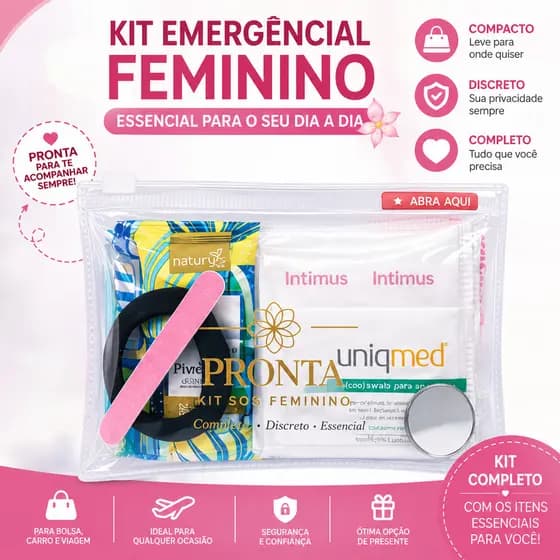 Kit Emergência Feminino Completo Nécessaire Organizadora para Bolsa Viagem e Dia a Dia