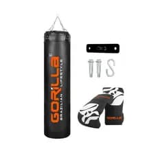 Saco De Pancada Profissional 160Cm Muay Thai + Luva Bate Saco Pro Treino Boxe + Suporte Teto Gorilla