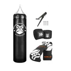 Saco De Pancada Prof 120Cm Gorilla + Luva Bate Saco + Bandagem Elástica 03 Metros+ Suporte De Parede