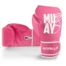 Luva De Boxe MuayThai Rosa Profissional 12Oz Gorilla Feminino Competição Treino Qualidade Gorilla