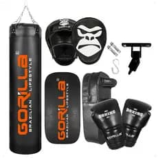 Saco De Pancada 180Cm + Aparador De Chute + Manopla De Foco Soco + Luva De Boxe 12 Oz + Suporte Teto