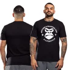 Camiseta Masculina Algodão Preta Branca Gorilla Premium Fitness Casual Esporte Academia Luta Lazer