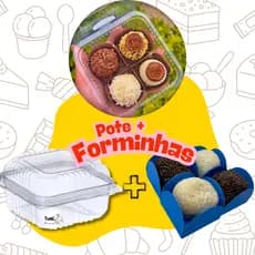Kit Embalagem 4 Docinhos + Forminhas 4 Pétalas Pote Forminha Brigadeiro Confeitaria