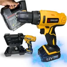 Parafusadeira Furadeira a Bateria sem Fio 12V Yamasaki Completa Acessórios