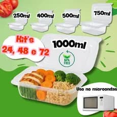 Kit 24 A 72 Unidades Pote Marmita Freezer Microondas Fitness Comida Congelada Marmitex Organizador