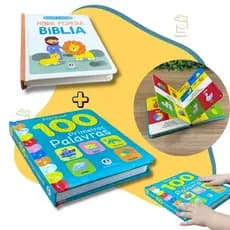 Kit Livro Minhas 100 Primeiras Palavras + Bíblia Infantil Menina ou Menino Presente Bebê Criança