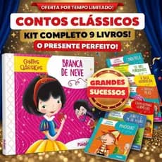 Kit 9 Livros Infantis Contos Clássicos - Pinóquio Os 3 Porquinhos Cinderela Branca de Neve Bela