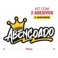 2 Adesivos Abençoado Para Carro Moto Caminhão Vinil