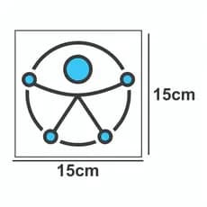 Adesivo vinil de Sinalização Novo Símbolo PcD (Pessoa com deficiência) 15x15cm