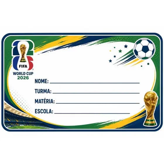 20 ETIQUETAS ESCOLAR COPA DO MUNDO 2026 KIT COM 20 ADESIVOS ESCOLAR DO SONIC 8X5