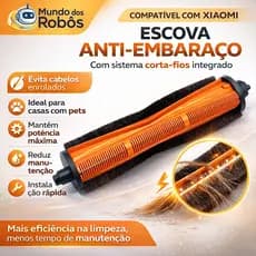 Escova Principal Anti Enrosco Sistema Corta-Fios COMPATIVEL Robô Aspirador Xiaomi X20 PLUS/X20 MAX/X20 PRO/X10 PLUS