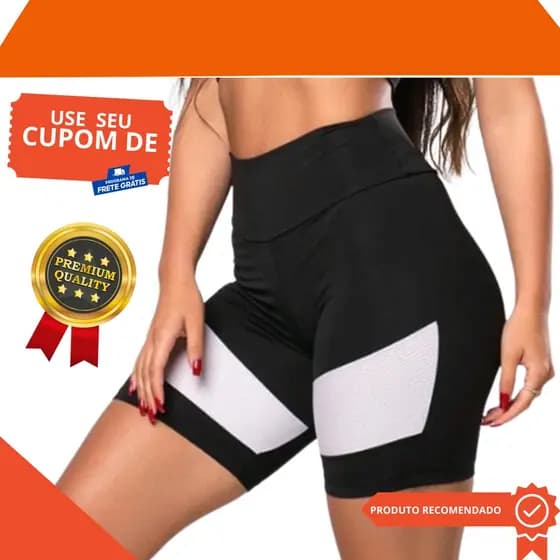 Bermuda Legging  com detalhe ou Short Legging Meia Coxa Curto Fitness Academia Levanta Bumbum Cintura Alta 10cm