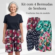 Kit 4 Bermudas Femininas idela para senhoras  Premium, Frescor e Conforto Diário
