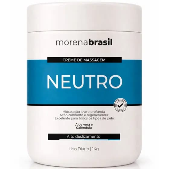 Creme de Massagem Neutro Profissional 1kg Morena Brasil - Alto Deslizamento!!