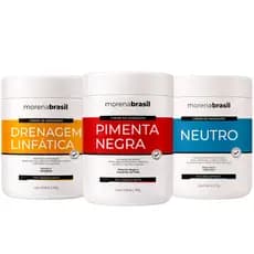 Kit 3x Creme de Massagem Profissional - Drenagem Linfática + Neutro + Pimenta Negra