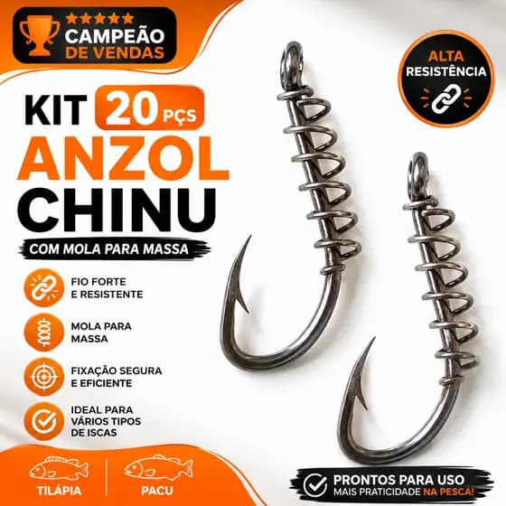 Anzol de Pesca Com Mola Para Massa com 20pçs - Iscas e Acessorios - Varios Tamanhos