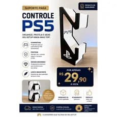 Suporte para Controle PS5 | Organizador Vertical para DualSense | Impressão 3D Premium