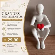 Estatueta Escultura Enfeite Efeito Marmore P Sala Mesa Decoração Escritório Nobody Coração Segurando