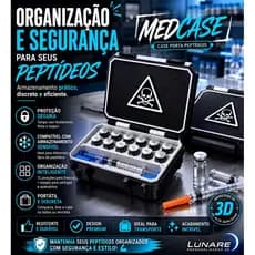 MedCase Porta Peptídeos | Case para 12 Frascos + Compartimento para Seringas | Impressão 3D