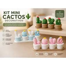 Mini Cactos Decorativos em Vaso | Decoração Minimalista | Kit com 4 Peças | Presente Criativo