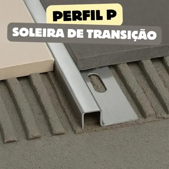 Perfil P Filet Soleira Para Porcelanato Piso Ceramica Acabamento Aço Inox 1 Metro Envio Imediato
