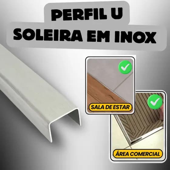 Perfil Em U Soleira Acabamento Transição Inox 430 Escovado Envio Imediato