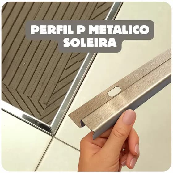 Perfil P Filete Metálico 1MT Cantoneira Inox para Acabamento de Pisos e Revestimentos Envio Imediato