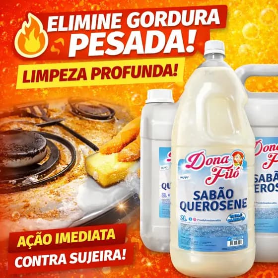 Sabão de Querosene 2L Multiuso Limpa Dá Brilho Desengordurante Limpeza Pesada Pisos Azulejos Quintal