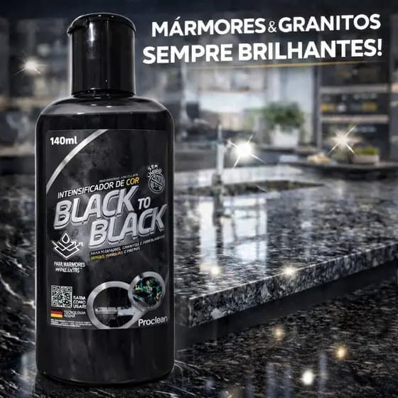 Revitalizador de Mármore e Granito Black to Black 140ml Intensificador de Cor para Pedras Escuras