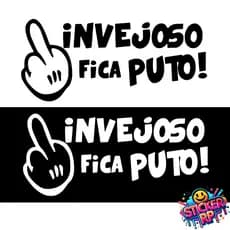 Kit 2 Adesivos Invejoso Fica Puto Mãozinha Carro Moto Caminhão Capacete