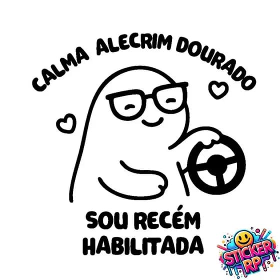 Adesivo Recém Habilitada Calma Alecrim Dourado Carro