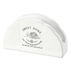 Porta Guardanapos Cerâmica Sweet Home Branco 13x7,5cm