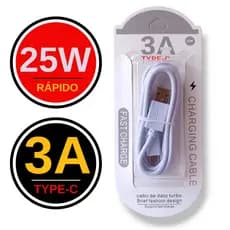 Ki 3 Cabo Type-C 3A Carregamento Rápido 25w Ultra Fast Cabo Tipo C