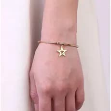 Pulseira Bracelete Feminina Com Pingente  Aço Inox