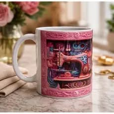 Caneca personalizada costureira máquina de costura