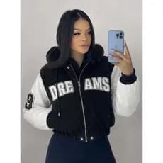 Jaqueta College Feminina Peluciada Forrada Inverno Luxo