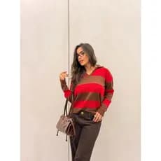 Suéter Feminino Moda Blogueira Listrado Confortável Tendência