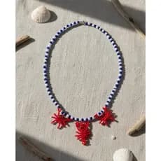 colar de miçangas frutos do mar azul e vermelho