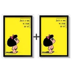 Quadro Decorativo Mafalda Arte Geek Pop Infantil Kit 2 Peças 20x30cm Sala Quarto Decoração Moderna