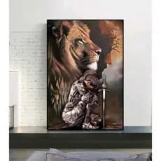 Quadro Decorativo Leão Jesus 70x50cm Mdf Alta Qualidade Sala Quarto Escritório
