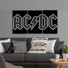 Quadro Decorativo AC DC Rock Premium Kit 3 Peças 20x30cm Quarto Sala