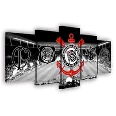 Quadro Mosaico Decorativo 5 Peças Escudo Corinthians Timão – Arte Premium em MDF Alta Qualidade