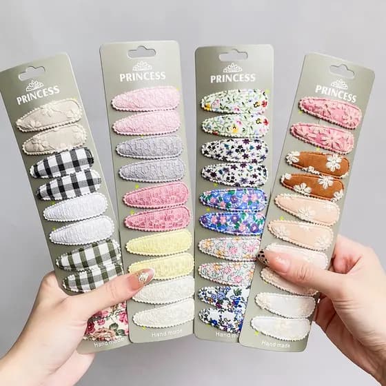 10 Pçs/set 2.2 Polegada Impresso Waterdrop Forma Grampos De Cabelo Para Meninas Bonitos BB Hairpin Barrettes Headwear Crianças Acessórios Da Moda