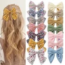 Elegante Clip Floral De Algodão Para Crianças Borboleta Mola De Cabelo Moda Impressão Feminina Acessórios Doce