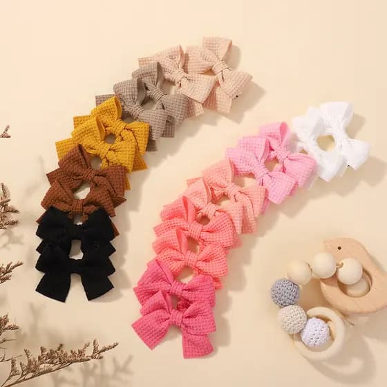10 Pçs/set Bonito Fita Sólida Bowknot Grampos De Cabelo Para Crianças Meninas Artesanal Hairpin Acessórios O