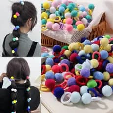 10/20 Pçs Crianças Elásticos Faixas De Cabelo Meninas Bola De Pelúcia Faixa De Borracha Para Doces Scrunchie Laços Clipe