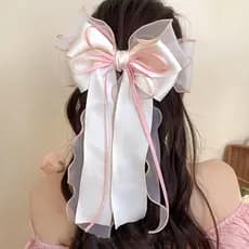 1 Pçs Laço De Cabelo Clipe Coquette Arco Presilhas Com Fita De Cauda Longa Para Mulheres Natal Dia Dos Namorados Casamen