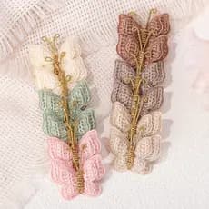 12 Pçs/set Novo Mini Borboleta Chapelaria Lã Trançado Grampos De Cabelo Para Bebês Meninas Artesanal Malha Headwear Aces