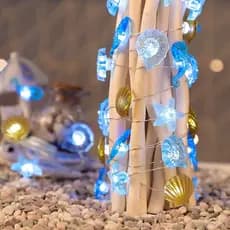 2M Cordão De Luzes De Concha Série Oceano Cobre Fio De Claro Decoração De Festa Em Casa (Sem Bateria)