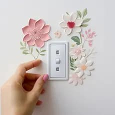 Pequeno Interruptor De Flor Fresca Adesivo Sala De Estar Entrada Decoração Para Casa De Parede Autoadesivo